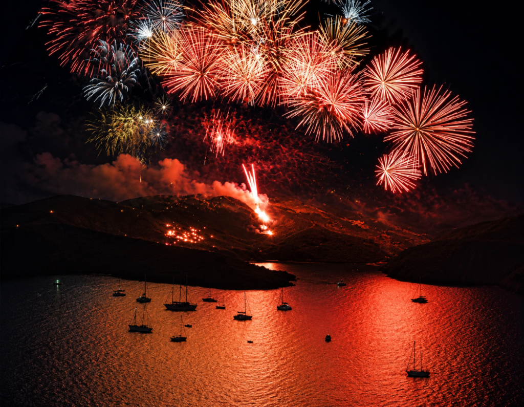 Echoes of the Earth: Watching the Ifestia Festival from the Height of Rizes Santorini
