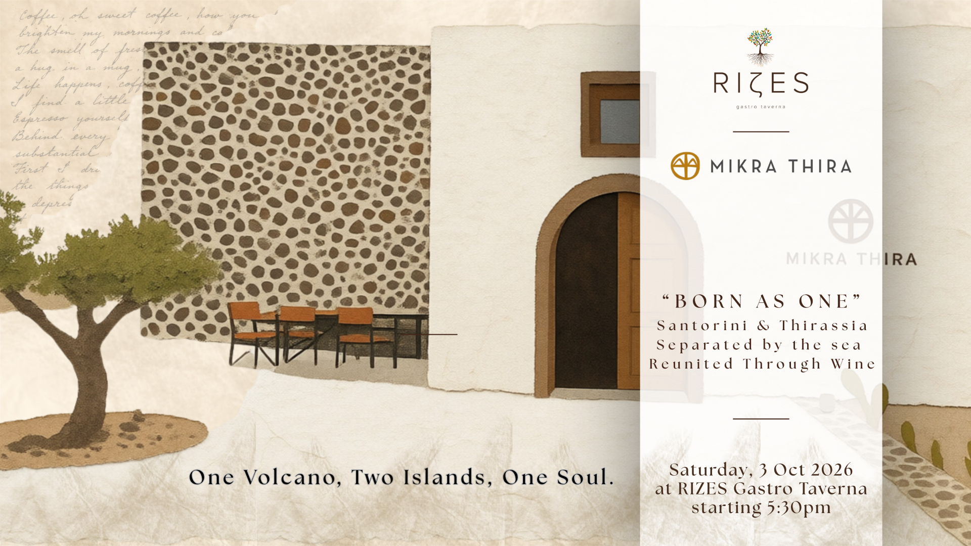Mikra Thira Wine Dinner at Rizes Gastro Taverna | Santorini Food & Wine Event