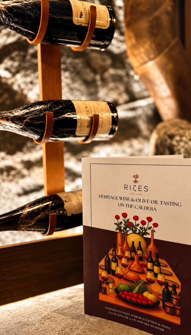 Wine & Olive Oil Heritage Tasting on the Caldera | Rizes Santorini